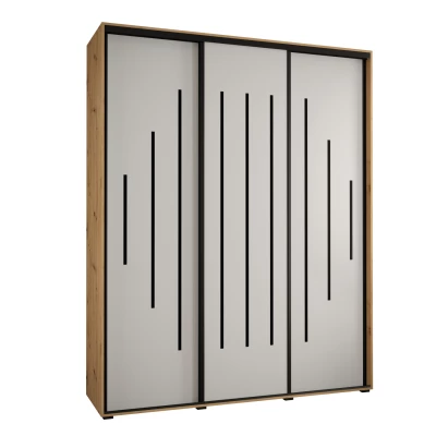 Šatní skříň YVONA 12 - 190/45 cm, dub artisan / bílá / černá