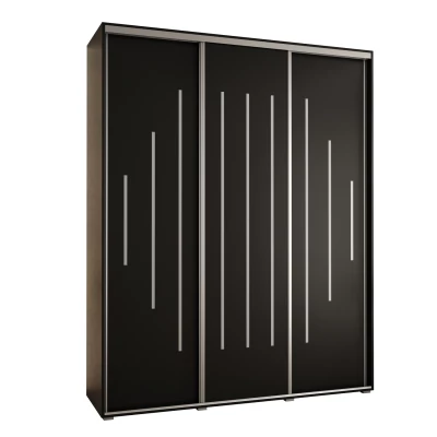 Šatní skříň YVONA 12 - 190/45 cm, černá / stříbrná