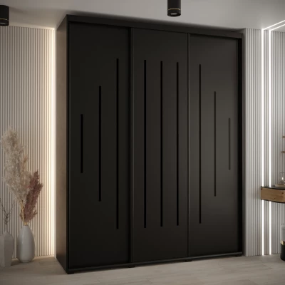 Šatní skříň YVONA 12 - 190/45 cm, černá / černá