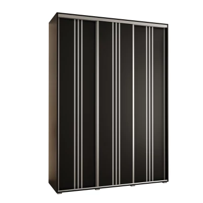 Šatní skříň YVONA 6 - 170/45 cm, černá / stříbrná