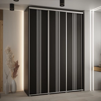 Šatní skříň YVONA 6 - 170/45 cm, černá / stříbrná