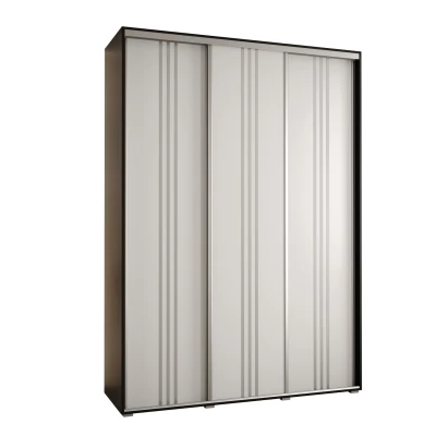 Šatní skříň YVONA 6 - 170/45 cm, černá / bílá / stříbrná