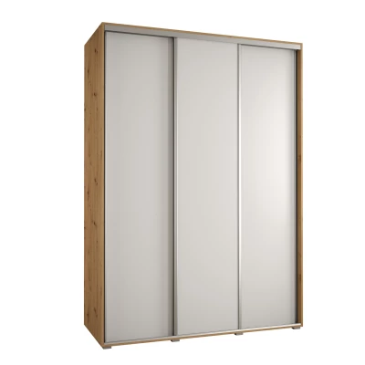 Šatní skříň YVONA 1 - 170/60 cm, dub artisan / bílá / stříbrná