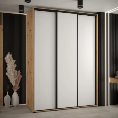 Šatní skříň YVONA 1 - 170/60 cm, dub artisan / bílá / černá