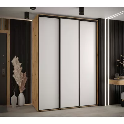 Šatní skříň YVONA 1 - 170/60 cm, dub artisan / bílá / černá