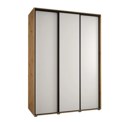 Šatní skříň YVONA 1 - 170/60 cm, dub artisan / bílá / černá