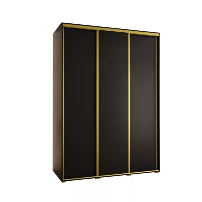 Šatní skříň YVONA 1 - 170/60 cm, černá / zlatá