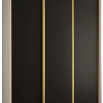 Šatní skříň YVONA 1 - 170/60 cm, bílá / černá / zlatá