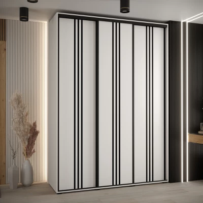 Šatní skříň YVONA 6 - 170/45 cm, bílá / černá