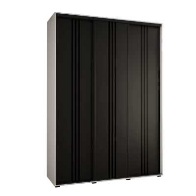 Šatní skříň YVONA 6 - 170/45 cm, bílá / černá / černá