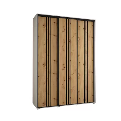 Šatní skříň YVONA 6 - 170/45 cm, bílá / dub artisan / černá