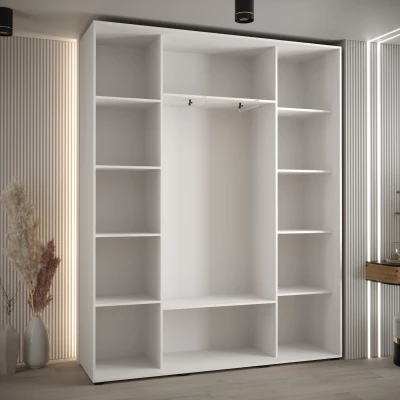 Šatní skříň YVONA 12 - 190/45 cm, bílá / černá / stříbrná