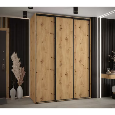 Šatní skříň YVONA 1 - 180/60 cm, dub artisan / černá