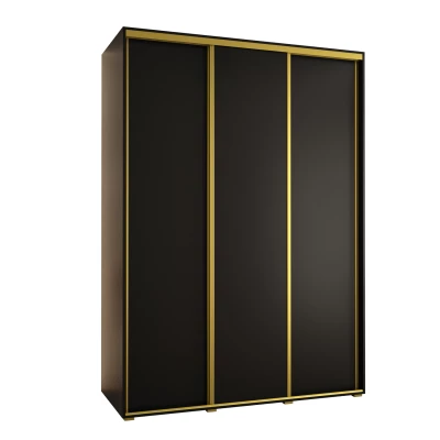 Šatní skříň YVONA 1 - 180/60 cm, černá / zlatá