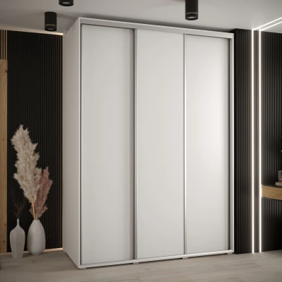 Šatní skříň YVONA 1 - 180/60 cm, bílá / stříbrná