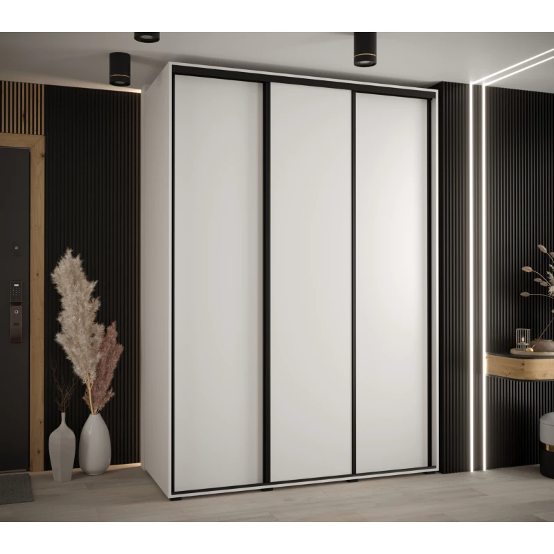 Šatní skříň YVONA 1 - 180/60 cm, bílá / černá