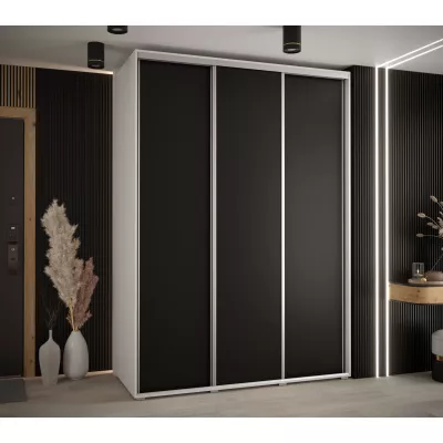 Šatní skříň YVONA 1 - 180/60 cm, bílá / černá / stříbrná