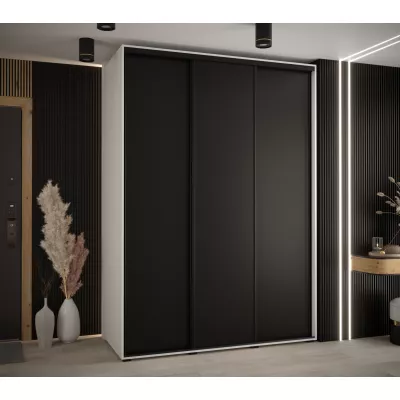 Šatní skříň YVONA 1 - 180/60 cm, bílá / černá / černá
