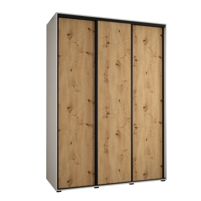 Šatní skříň YVONA 1 - 180/60 cm, bílá / dub artisan / černá