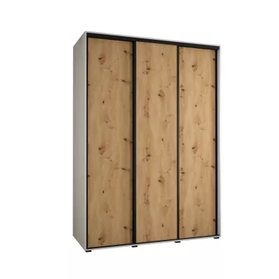 Šatní skříň YVONA 1 - 180/60 cm, bílá / dub artisan / černá