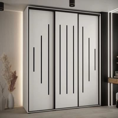 Šatní skříň YVONA 12 - 200/45 cm, bílá / černá