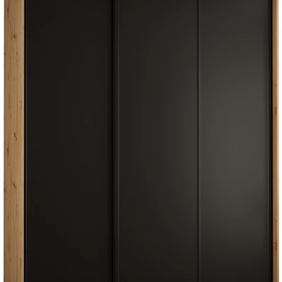 Šatní skříň YVONA 1 - 190/60 cm, dub artisan / černá / černá