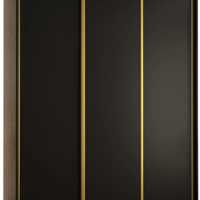 Šatní skříň YVONA 1 - 190/60 cm, černá / zlatá