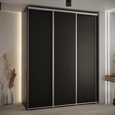 Šatní skříň YVONA 1 - 190/60 cm, černá / stříbrná