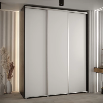 Šatní skříň YVONA 1 - 190/60 cm, černá / bílá / stříbrná