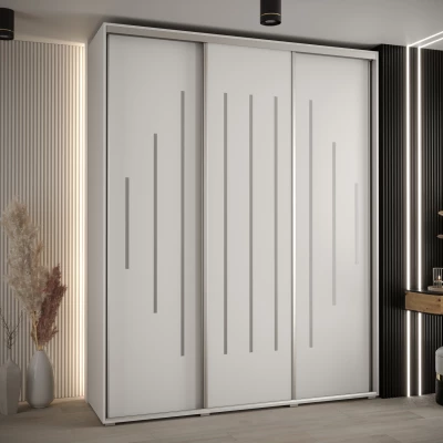 Šatní skříň YVONA 12 - 200/45 cm, bílá / stříbrná