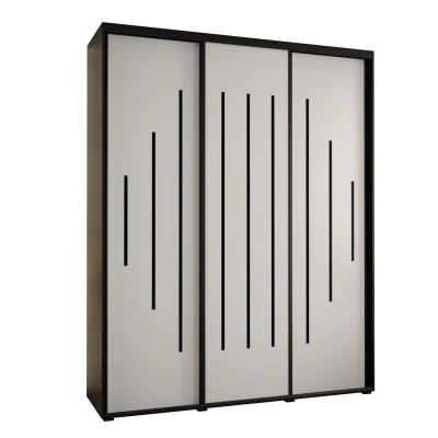 Šatní skříň YVONA 12 - 200/45 cm, černá / bílá / černá