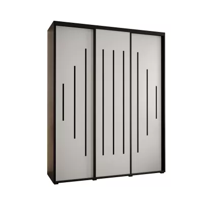 Šatní skříň YVONA 12 - 200/45 cm, černá / bílá / černá