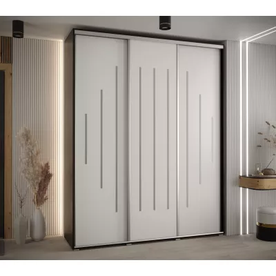 Šatní skříň YVONA 12 - 200/45 cm, černá / bílá / stříbrná