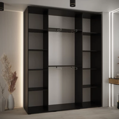 Šatní skříň YVONA 12 - 200/45 cm, černá / černá