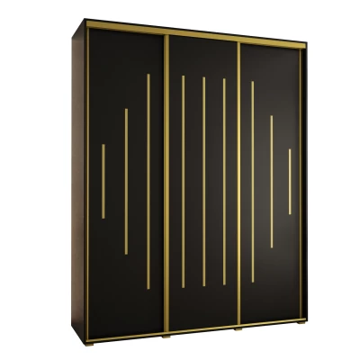 Šatní skříň YVONA 12 - 200/45 cm, černá / zlatá