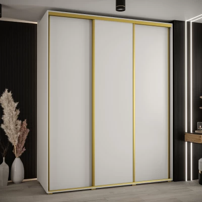 Šatní skříň YVONA 1 - 190/60 cm, bílá / zlatá