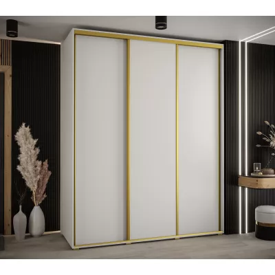 Šatní skříň YVONA 1 - 190/60 cm, bílá / zlatá