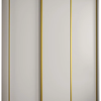 Šatní skříň YVONA 1 - 190/60 cm, bílá / zlatá