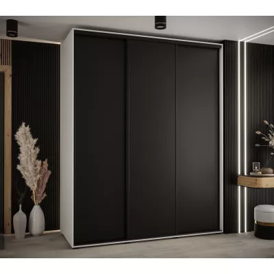 Šatní skříň YVONA 1 - 190/60 cm, bílá / černá / černá