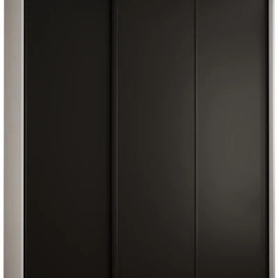 Šatní skříň YVONA 1 - 190/60 cm, bílá / černá / černá