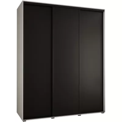 Šatní skříň YVONA 1 - 190/60 cm, bílá / černá / černá