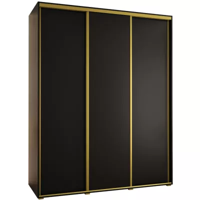 Šatní skříň YVONA 1 - 200/60 cm, černá / zlatá