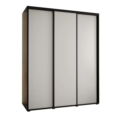 Šatní skříň YVONA 1 - 200/60 cm, černá / bílá / černá