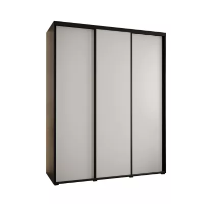 Šatní skříň YVONA 1 - 200/60 cm, černá / bílá / černá