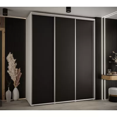Šatní skříň YVONA 1 - 200/60 cm, bílá / černá / stříbrná