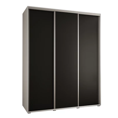 Šatní skříň YVONA 1 - 200/60 cm, bílá / černá / stříbrná