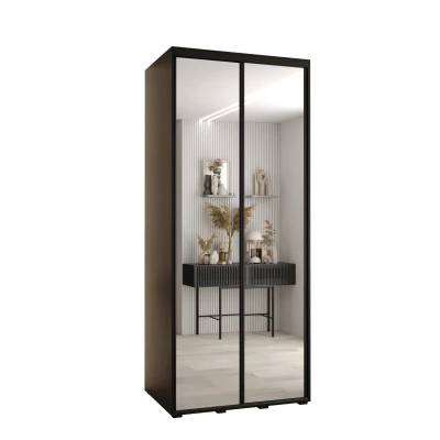 Šatní skříň YVONA 2 - 100/60 cm, černá / černá