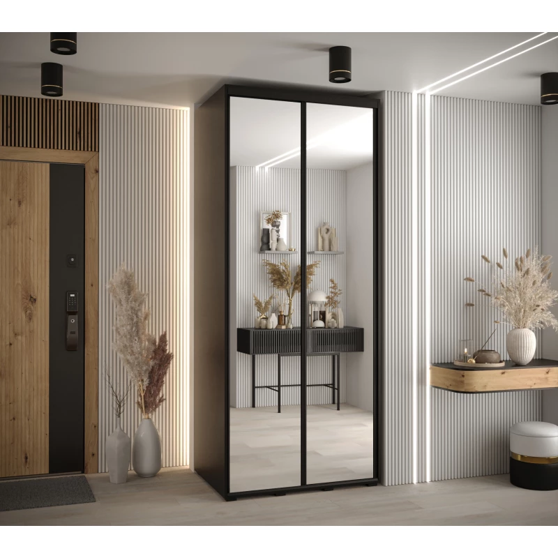 Šatní skříň YVONA 2 - 100/60 cm, černá / černá