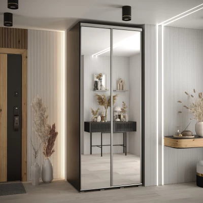 Šatní skříň YVONA 2 - 110/60 cm, černá / stříbrná