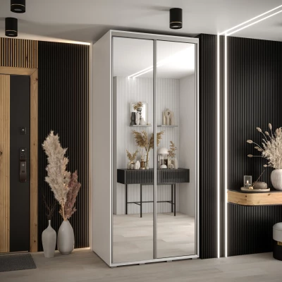 Šatní skříň YVONA 2 - 110/60 cm, bílá / stříbrná